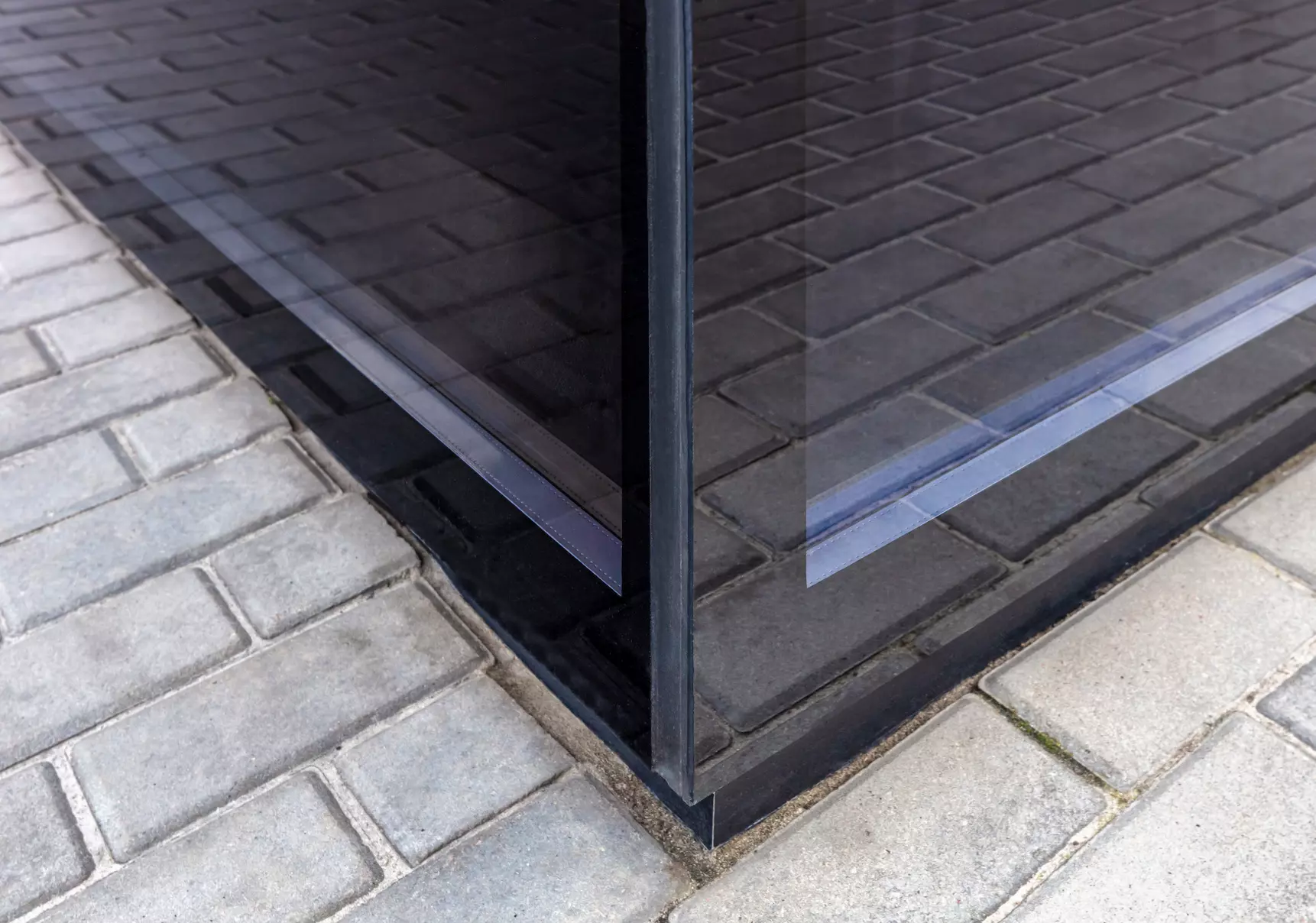 Glass facade of the gas station