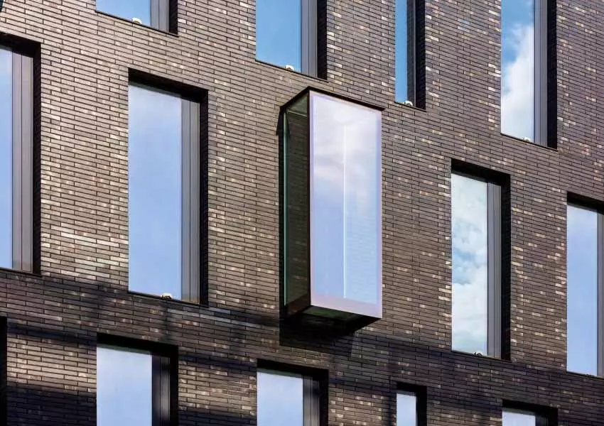 Bay windows in the building on Mykhailivska Street, Kyiv, Ukraine