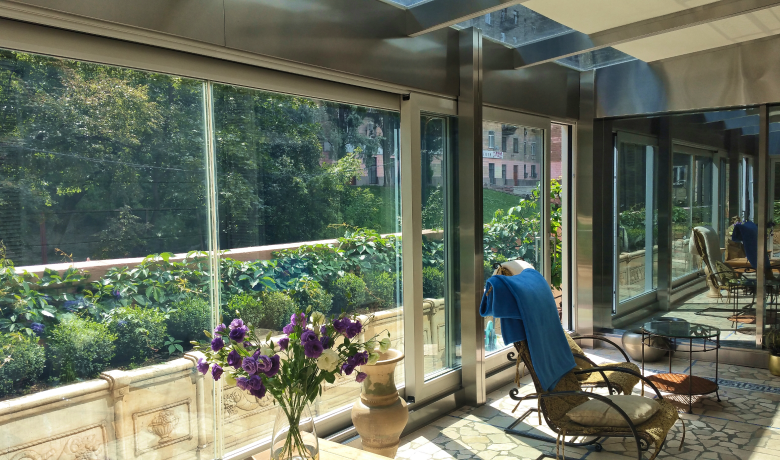 Glass terrace of the restaurant